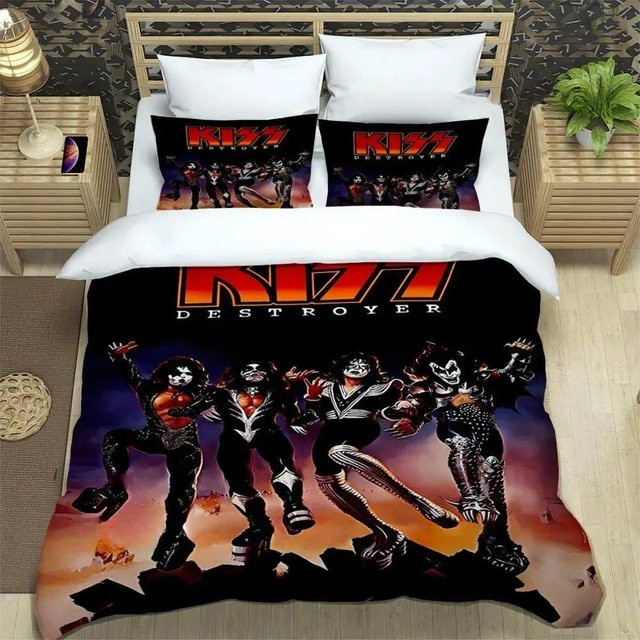Softura KISS Band Bettwäsche-Set mit 3D-Druck, Mikrofaser, Mehrfarbig, B/H: 140 x 210 cm - Bild 1