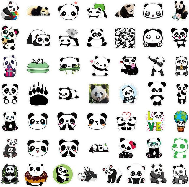 50 Stück Wasserdichte Panda Vinyl Aufkleber von Binchi Outdoor Product in Multicolor für Wasserflaschen und Laptops - Bild 1