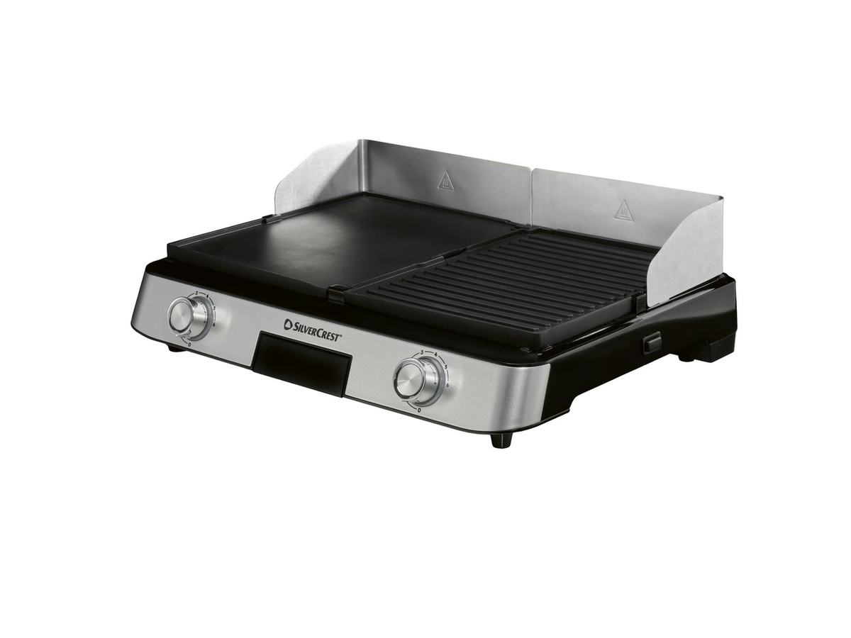 SILVERCREST Tischgrill EDS SETG 2000 B1 in Silber mit zwei Platten und Spritzschutz - Bild 3