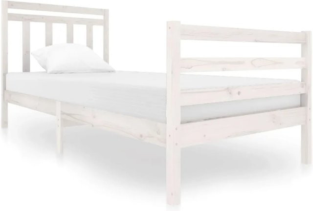 vidaXL Massivholzbett aus Kiefer in Weiß, rustikales Bettgestell B/T/H: 90 x 200 cm - Bild 1