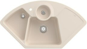Villeroy & Boch Eckspüle Solo in Ivory mit Ablaufgarnitur aus CeramicPlus Keramik - Bild 1