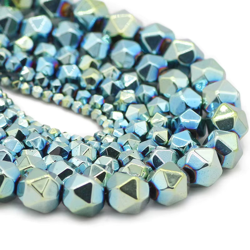 JHNBY Spacer Perlen, Hämatit, Grün, Facettiert, Rund, 3-10 mm, Unisex - Bild 2