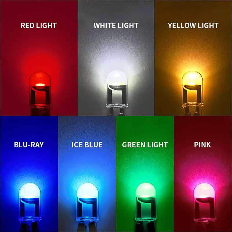 10er Set LED Auto Glühbirnen im Glasgehäuse W5W T10 für Kennzeichen und Rückfahrlicht in Multicolour RGB - Bild 4