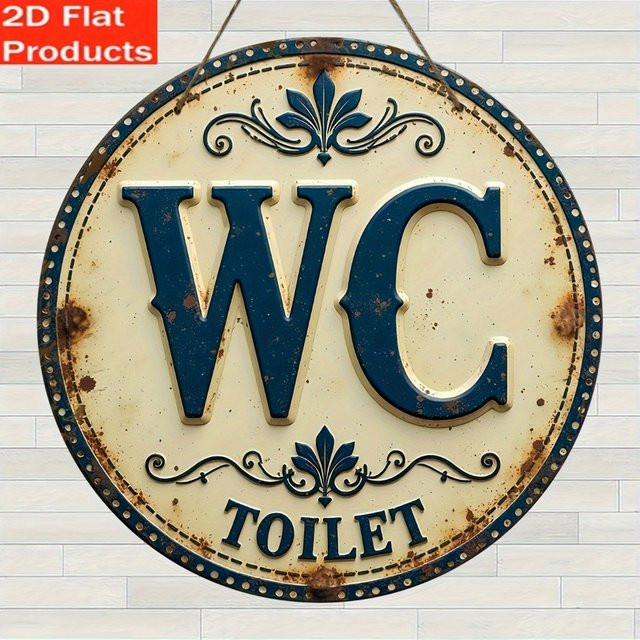 HELLOYOUNG Vintage Room Plaque aus Metall, Rundes Wanddekor in Multicolour, B/T/H: 20 x 20 x 20 cm - Bild 1