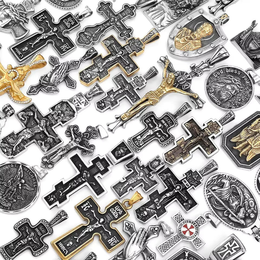 Anhänger Jesus Kreuz, Edelstahl, Silber, Herren - Bild 3