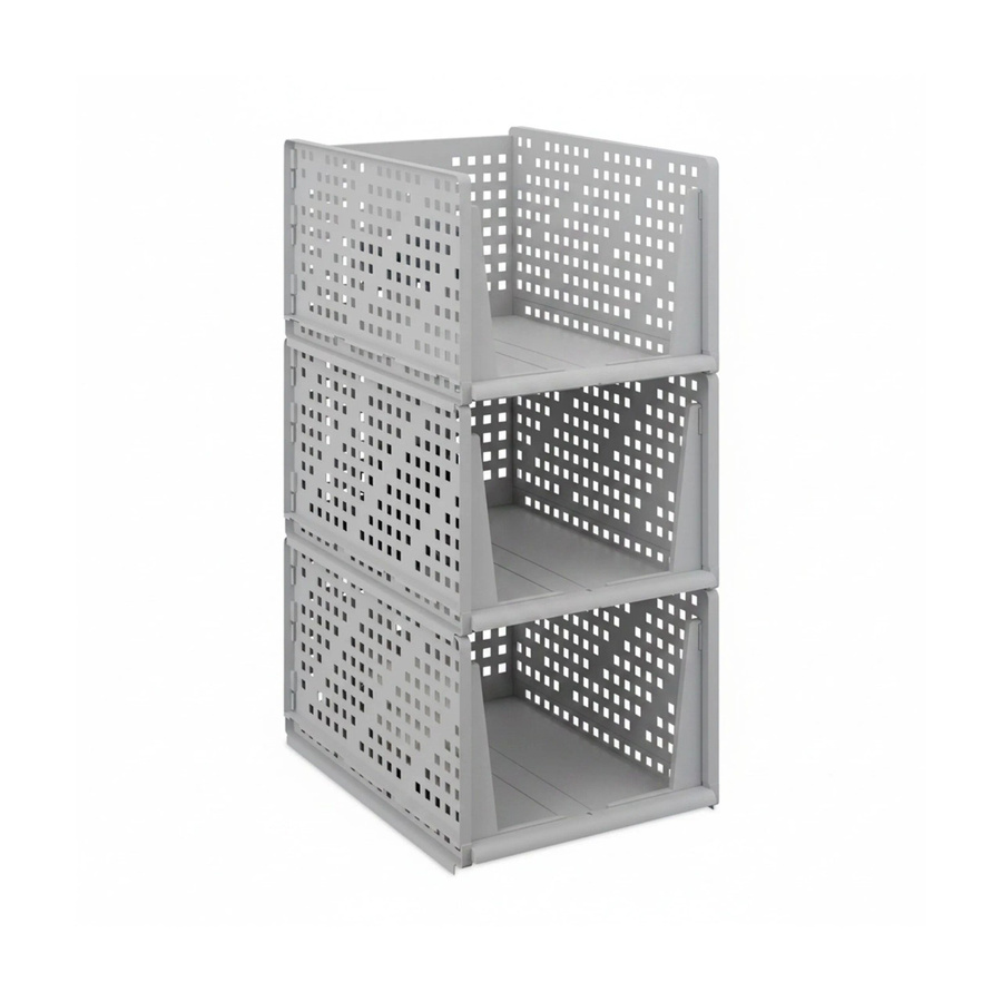 Relaxdays Schrank Organizer Stecksystem aus Kunststoff, Grau, 3er Set, B: 24,5 cm, T: 33,5 cm, H: 43,5 cm - Bild 2