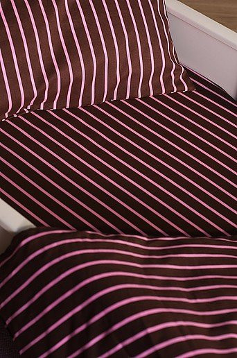 SIMA MINI Spannbettlaken für Babybetten aus Bio-Baumwolle, gestreift, Pink/Braun, B/T: 60 x 120 cm - Bild 1