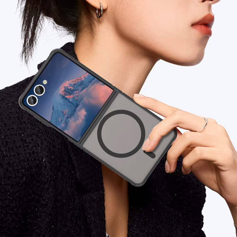 Business Hybrid Slim Matte Magnetische Hülle für Samsung Galaxy Z Flip7 FE in Transparent Blau mit TPU und PC Armor Schutz und Wireless Charging Kompatibilität - Bild 6