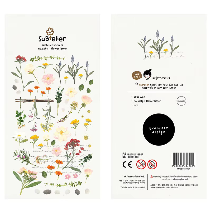 Suatelier Blumen Brief Aufkleber aus PVC in Multicolour für Tagebuch und Sammelalbum - Bild 3