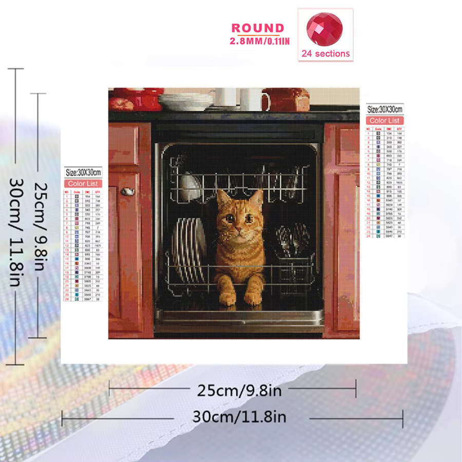 Evershine Diamantstickerei Katze DIY Acryl Mosaik Set in Multicolour, B/T/H: 20 x 20 x 20 cm - Bild 1