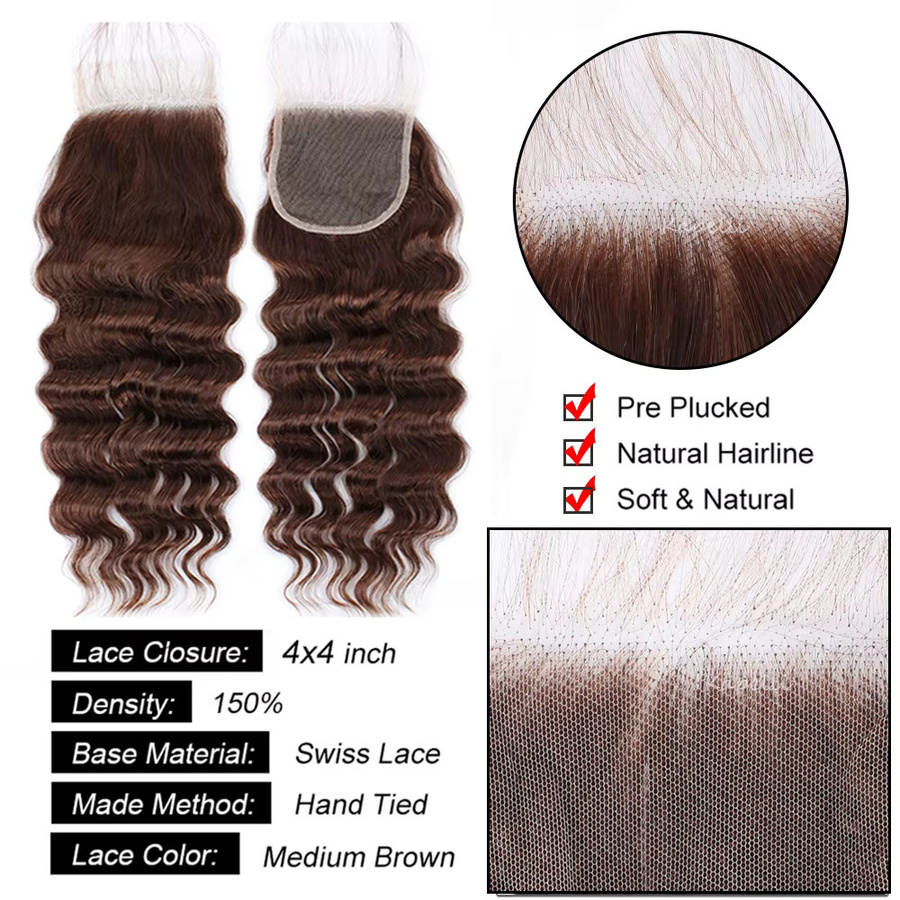 Kapelli Haarverlängerung Brasilianische Human Hair Bundles, Braun, 4 Stück - Bild 4