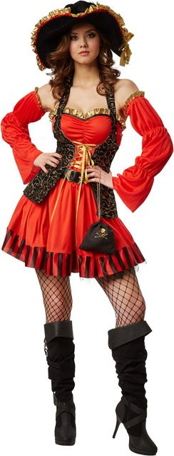 tectake Frauenkostüm sexy Seeräuber-Braut, Piraten, Rot - Bild 1