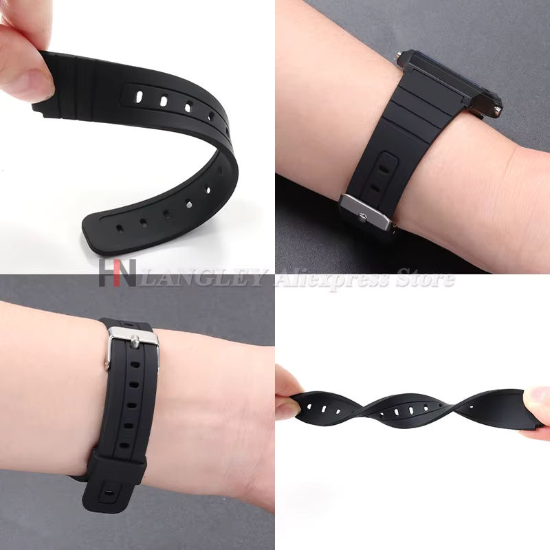 Uhrenarmband Silikon, 18 mm, Schwarz, Herren - Bild 4