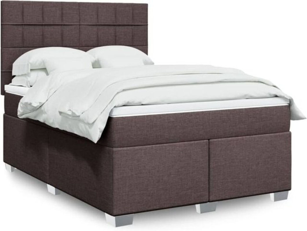 Vidaxl Boxspringbett mit Matratze in Braun aus Stoff, B/T/H: 140 x 200 cm - Bild 1