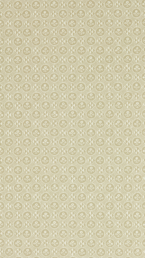 Zoffany Tapete Diamonds & Flowers Linen in Beige mit floralem und botanischem Design - Bild 1