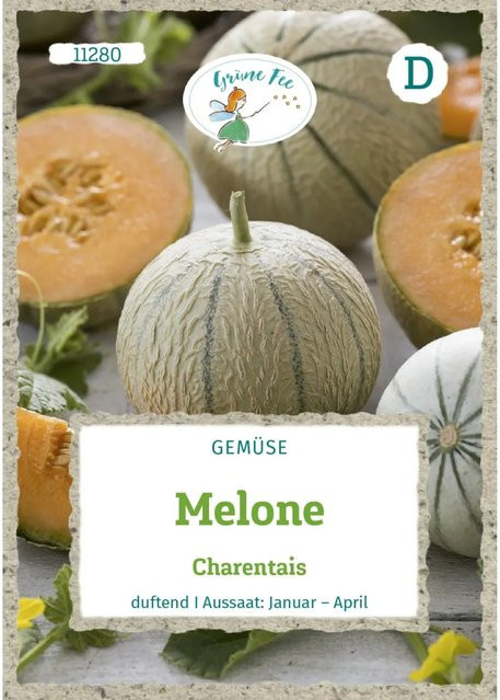 Grüne Fee Melone Charentais Gemüse-Saatgut für Gewächshaus, Frühbeet und Freiland - Bild 1