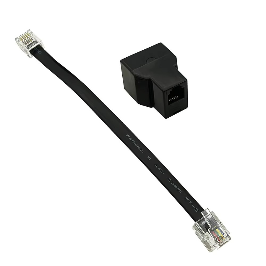 Coorle RJ12 6P6C Koppler 2-Wege RJ11 Telefonkabel Splitter Adapter in Schwarz und Gelb - Bild 2