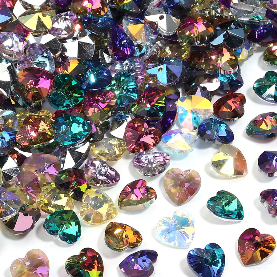 Charms Anhänger, Herzförmig, Kristall Glas, Aurora Farbe, Bunt - Bild 5