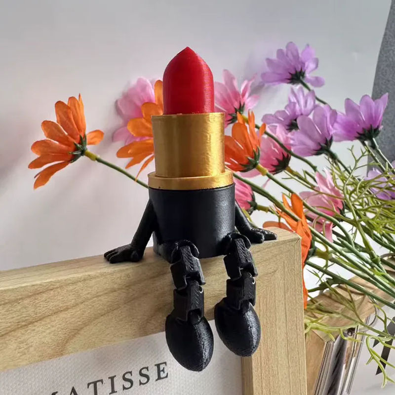 Dekorative 3D-gedruckte Lippenstift-Figur aus Kunststoff in Rot für Zuhause und Büro - Bild 2