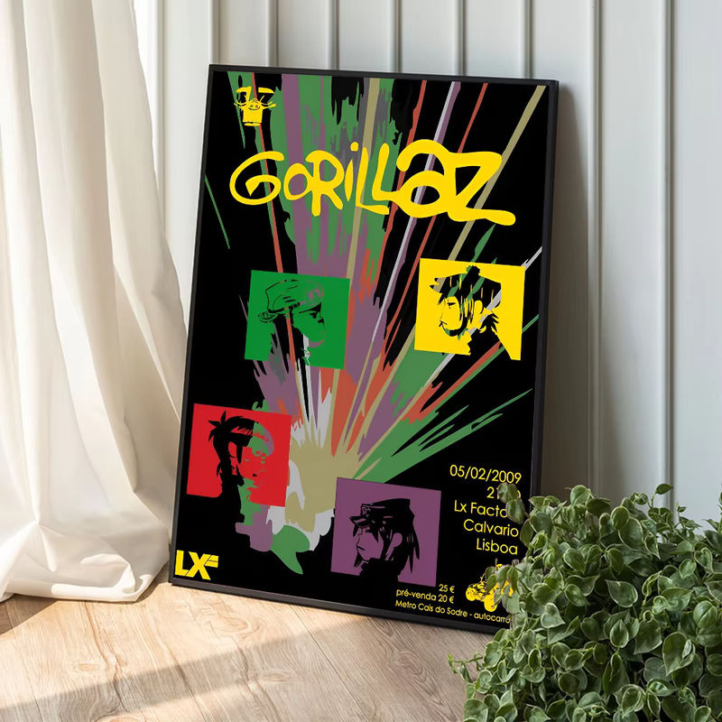 Gorillaz Hip Pop Poster in Weiß und Mehrfarbig, Hochformatiges Wandkunst-Poster aus Papier für deine Wanddekoration - Bild 3