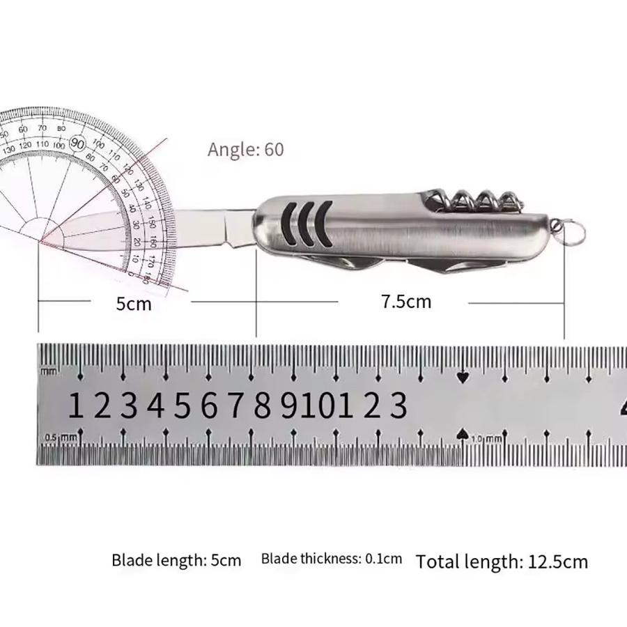 Multifunktionales 11-in-1 Taschenmesser von Ninth World, faltbares Outdoor-Werkzeug aus Edelstahl in Silber - Bild 3