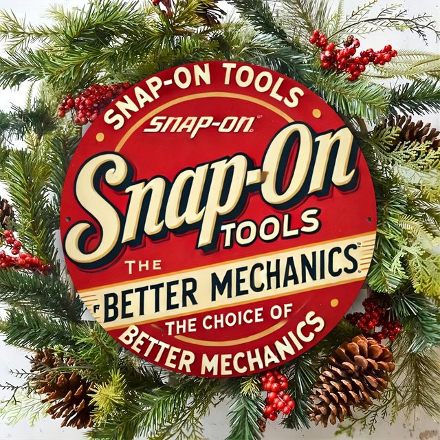 Snap-On Tools Vintage-Metallschild Retro-Wanddekoration aus Aluminium mit The Better Mechanics Design in Rot, Durchmesser: 20 cm - Bild 1