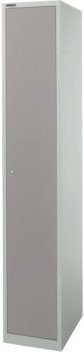 Schäfer Shop Select Garderobenschrank mit 1 Abteil, 5 Fächern und 4 Fachböden, abschließbar, lichtgrau/platingrau, Breite: 35 cm - Bild 1