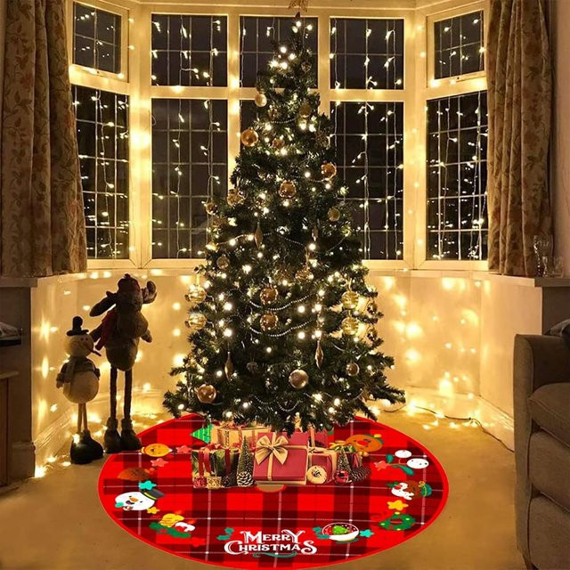 VIKAMA Weihnachtsbaum Rock mit Cartoon-Motiv und kariertem Design zur Weihnachtsdekoration - Bild 1