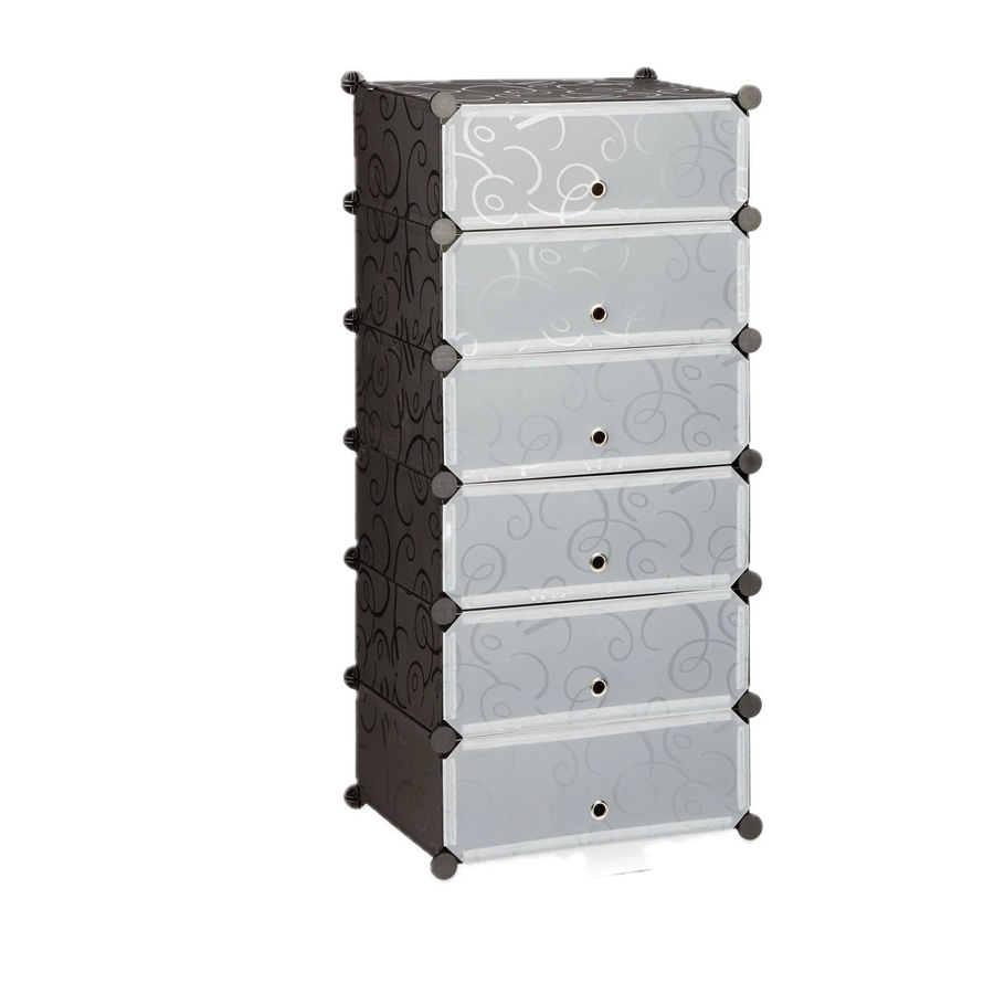 Relaxdays Schuhschrank mit 6 Fächern aus Kunststoff und Metall in Schwarz, B/H/T: 107 x 49 x 37 cm - Bild 2