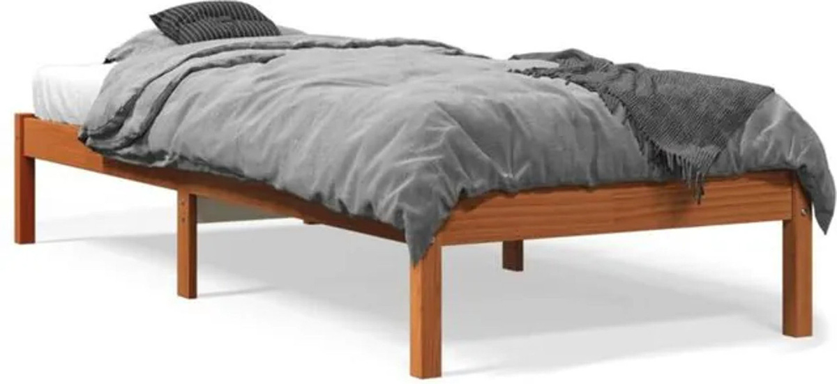 Massivholzbett Vidaxl aus Kiefer in Braun im Landhaus- und Skandinavischen Stil, B/T/H: 90 x 200 cm - Bild 1