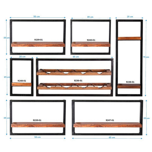 SIT Wandregal PANAMA mit 9 Fachböden aus Holz und Metall in Braun, B/T/H: 120 x 25 x 110 cm - Bild 2