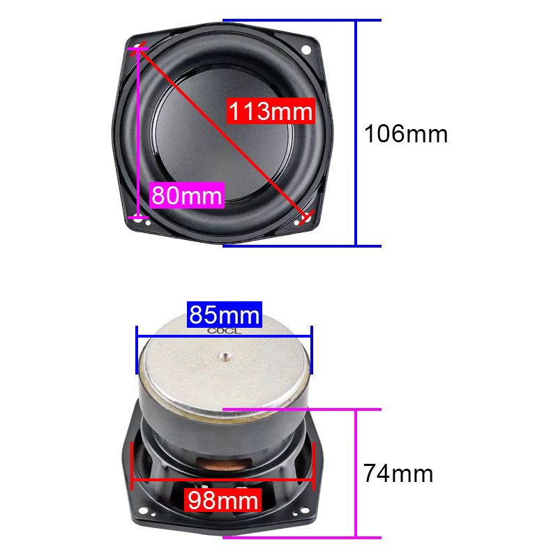 GHXAMP Mittelbass-Lautsprecher für JBL Boombox 2, 4 Zoll 106mm Subwoofer, 4 Ohm, 40W, Schwarz - Bild 3