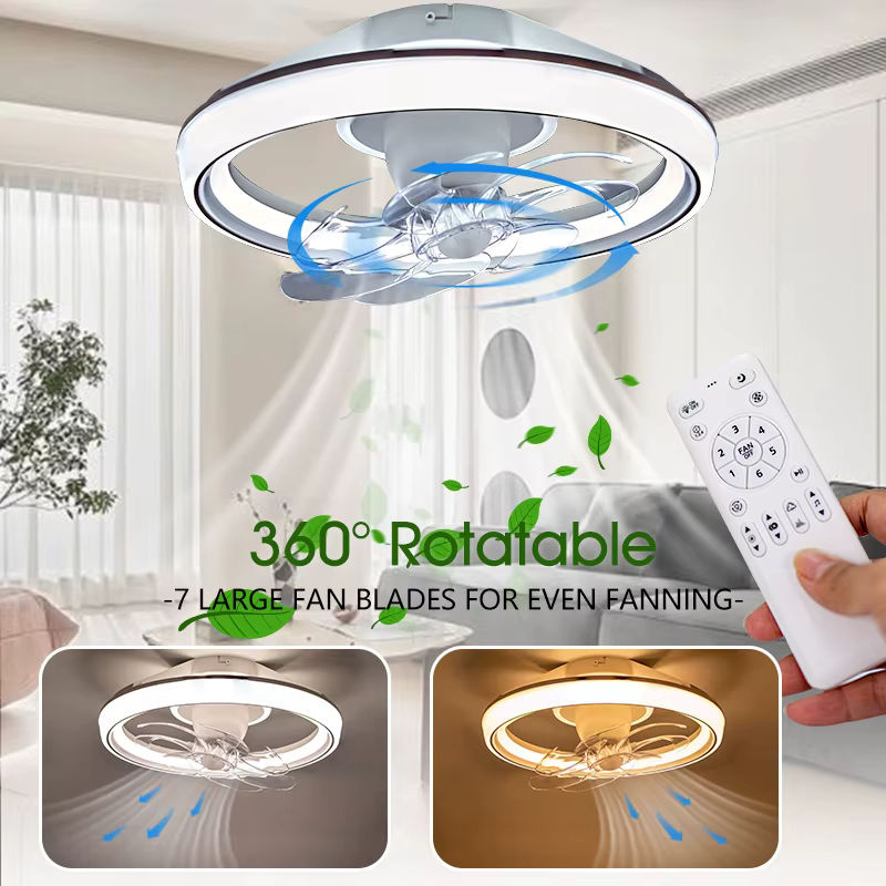 MARPOU Deckenventilator mit LED-Licht und Fernbedienung, moderner weißer Ventilator mit 7 Flügeln und Oszillation, 90 W - Bild 2
