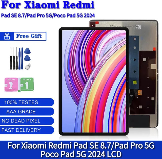 Xiaomi LCD Display Touchscreen Digitizer für Redmi Pad Pro 5G und Redmi Pad SE 8,7 in Schwarz - Bild 1