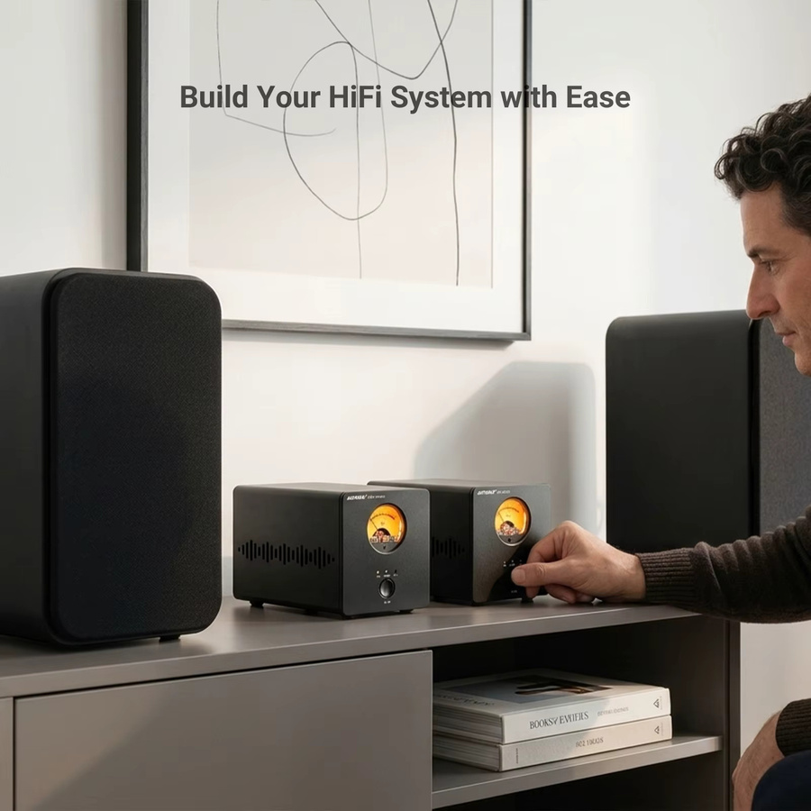 AIYIMA A20 Mono Hi-Fi Leistungsverstärker mit TPA3255 OPA1612, 300W, Schwarz, Klasse D mit Retro VU-Meter, HPF und SUB OUT, XLR-Anschluss - Bild 5