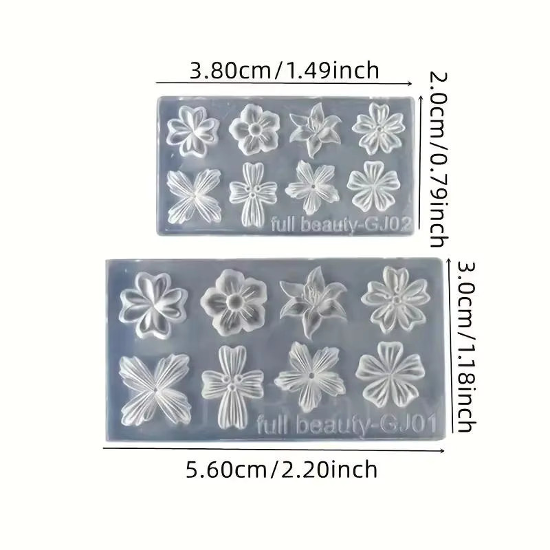 HNKMP Silikon Nail Art Formen, 3D Blume Lilie, 2er Set, Transparent - Bild 4
