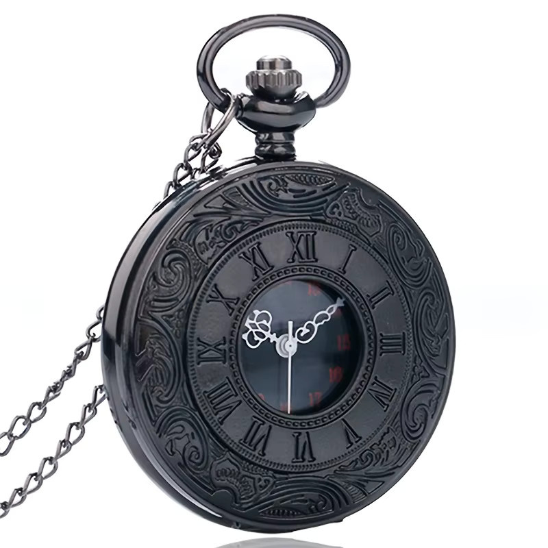 JBAILI Taschenuhr Halskette, Anhänger, Quarz, Schwarz, Unisex - Bild 2