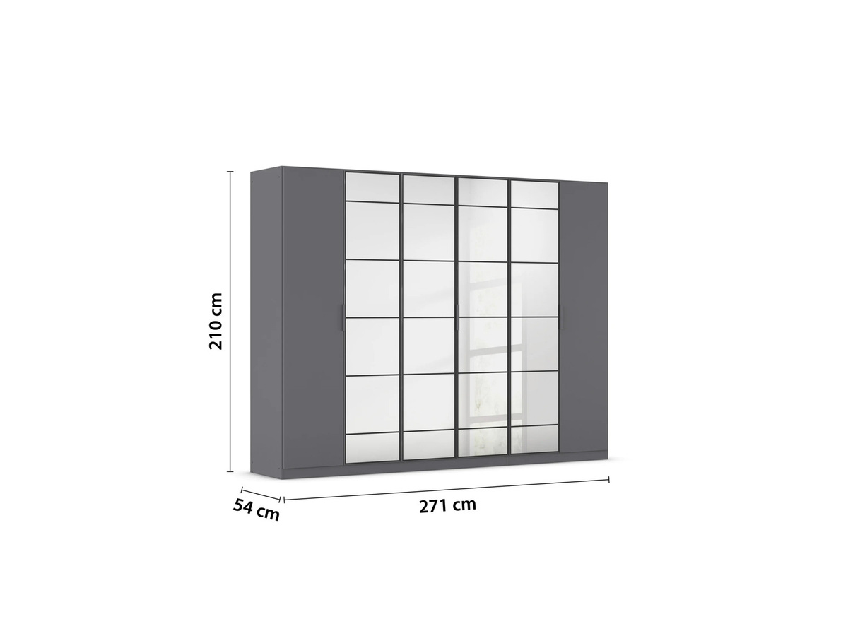 RAUCH ORANGE Acero Drehtürenschrank in Grau mit Spiegeltüren und Glaselementen, B/T/H: 271 x 54 x 210 cm - Bild 3