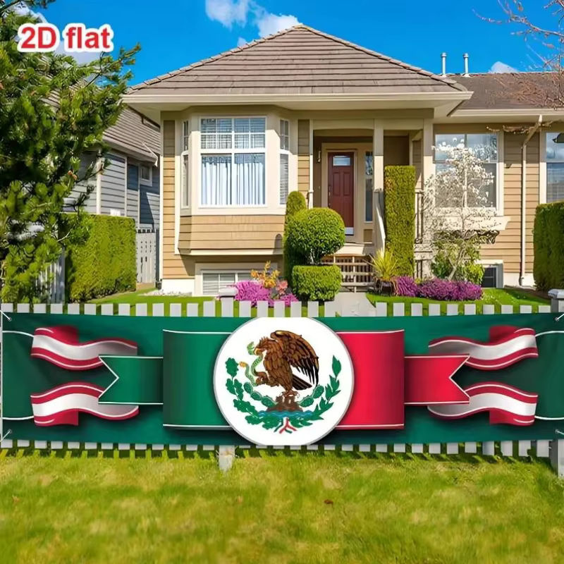 Viva Mexiko Zaun Banner für den Mexikanischen Unabhängigkeitstag, mehrfarbige Party Dekoration als Foto-Hintergrund, rechteckig und hängend, B: 180 cm, H: 40 cm - Bild 5