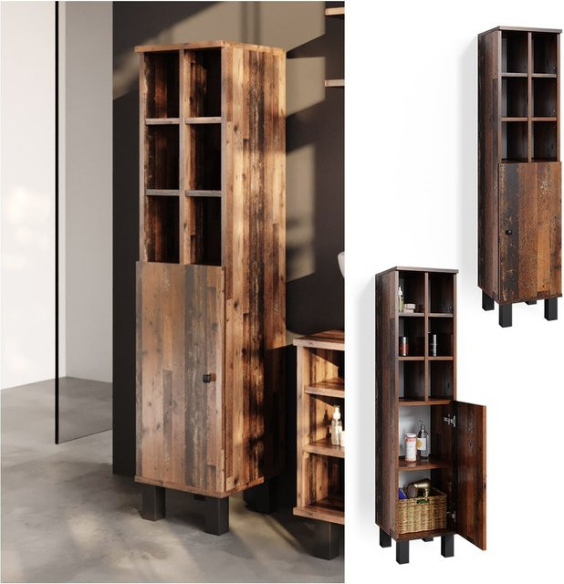 Vicco Midischrank Fynn Old Style Badschrank in Eiche Braun B: 30 cm, H: 131 cm - Bild 1