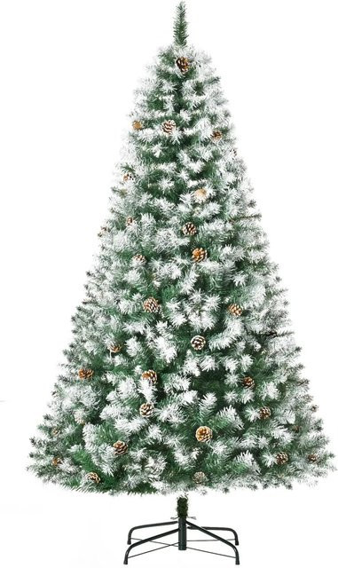 HOMCOM Künstlicher Weihnachtsbaum in Grün mit Kunstschnee und 800 Astspitzen, Höhe: 180 cm - Bild 1