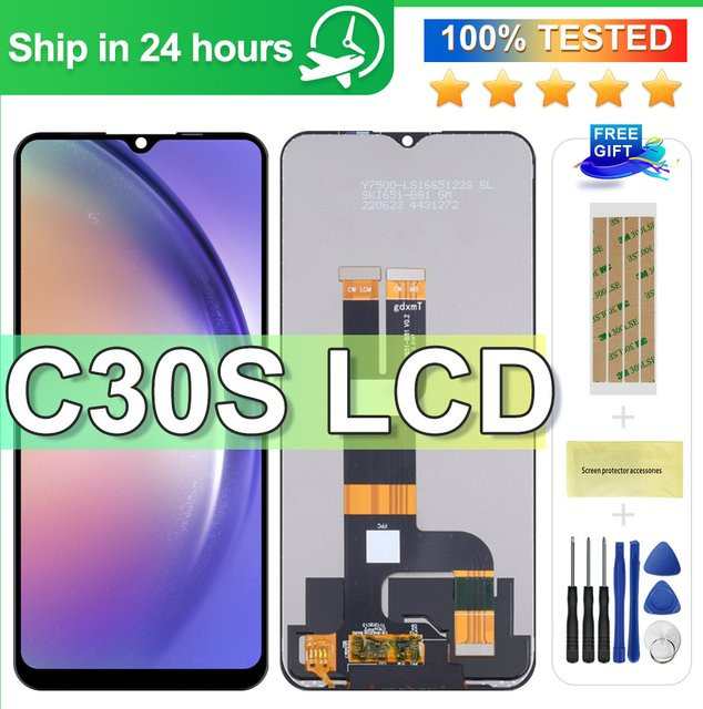 Sinmaytai LCD Display Touchscreen mit Rahmen für Oppo Realme C30s RMX3690 und Realme C30 RMX3581 in Schwarz, 6.5 Zoll - Bild 1
