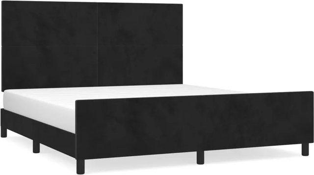 vidaXL Bettgestell mit Kopfteil in Schwarz aus Samt und Massivholz, B/T/H: 180 x 200 x 128 cm - Bild 1