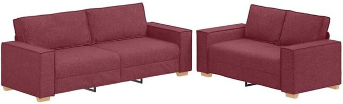 2-teilige Schlafsofa-Garnitur aus Stoff in Rot von vidaxl inklusive Kissen - Bild 1