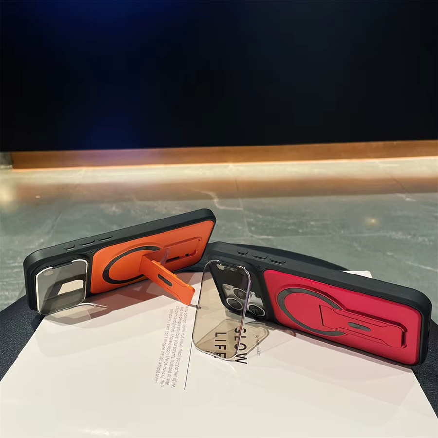 EIENACOCO Unsichtbare Magnetische Standhülle für iPhone mit Objektivschutz und kabellosem Laden in Rot - Bild 2