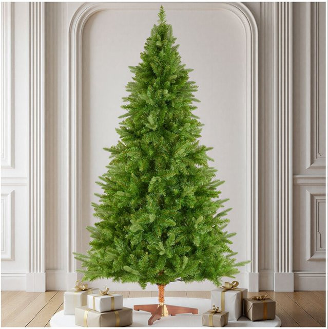 tectake Weihnachtsbaum Cupid, künstlicher Weihnachtsbaum in Grün aus PVC und Spritzgussnadeln mit klappbarem Holzständer, B/T/H: 130 x 130 x 220 cm - Bild 1