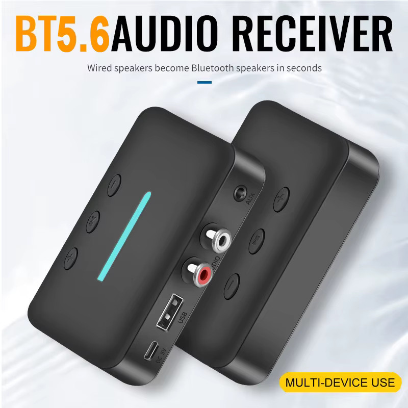 KEBETEME Bluetooth 5.3 Audio Receiver in Schwarz mit 3,5mm AUX, RCA und USB-Anschluss für PC, TV, Auto und Lautsprecher - Bild 1
