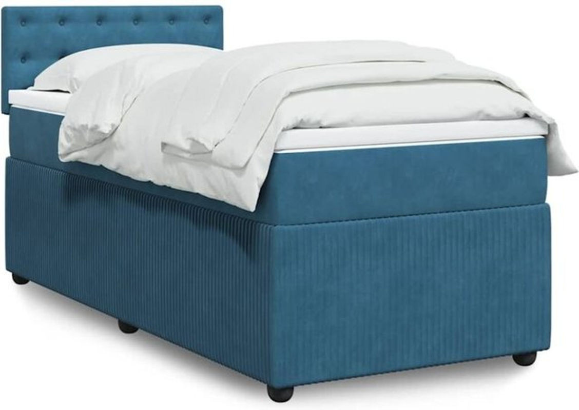 Vidaxl Boxspringbett mit Matratze aus Samt in Blau, B/T/H: 200 x 80 x 100,5 cm - Bild 1