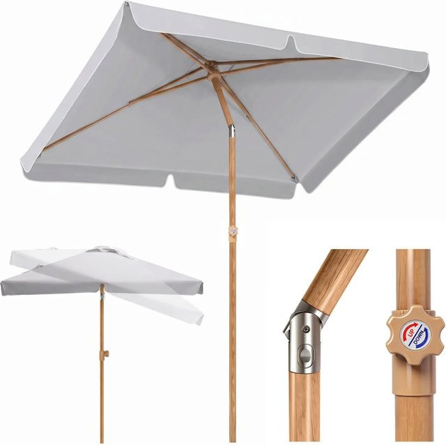 Sekey Rechteckiger Sonnenschirm in Hellgrau mit UPF 50+ UV-Schutz, B/T: 200 x 125 cm - Bild 1