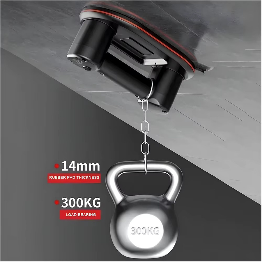 Podofo Hochleistungs-Vakuumheber mit Smart-Display und 4000mAh Akku, elektrischer Schwerlast-Saugnapf für Glas, Stein und Fliesen, Schwarz, 300kg Tragkraft - Bild 4